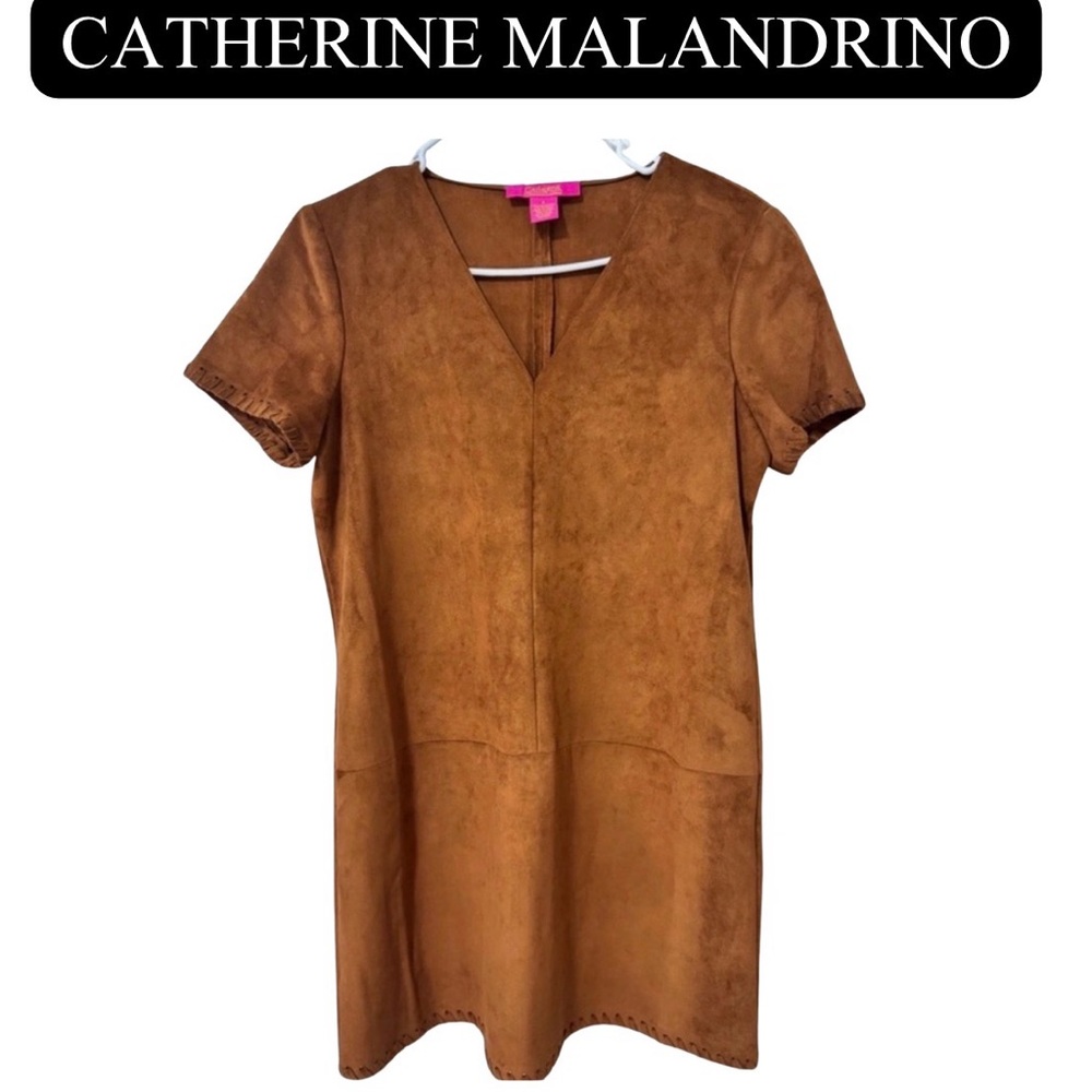 CATHERINE MALANDRINO Rust Suede Mini Dress, EUC